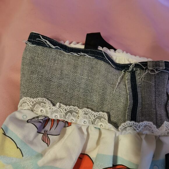 Size Women Extra Small Disney Denim Scarf Top Glamorous Jane Ariel Mermaid Gyaru - Picture 12 of 16